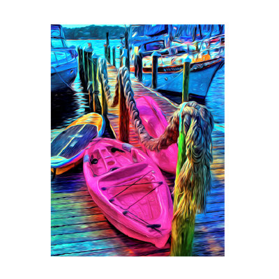 Wrapped Canvas Wall Art - Martin Fine Photography 'Kayaks' Wall Art for Living Room, Bedroom, or Office Décor - 14x19