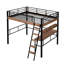 Lit mezzanine en métal avec bureau intégré, rangement - noir, double, bureau et tablette