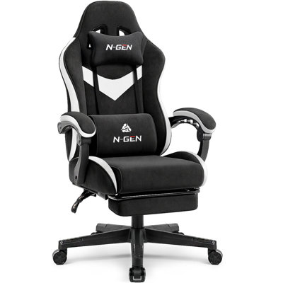 High-Back Adjustable Reclining Ergonomic Fabric PC & Racing Game Chair with footrest