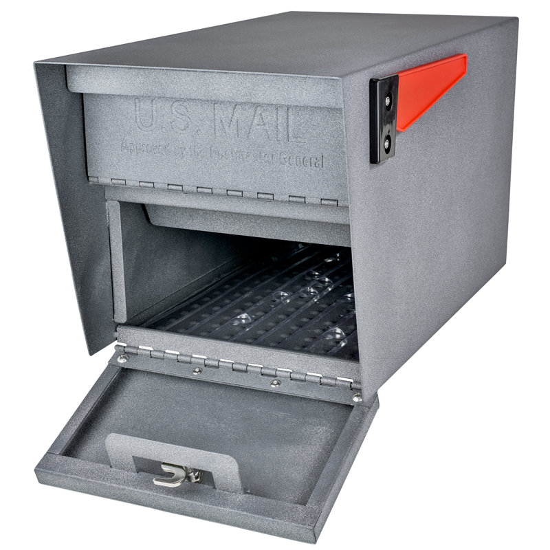 Steel Post Mounted Mailbox with Magnetic Closure, Granite