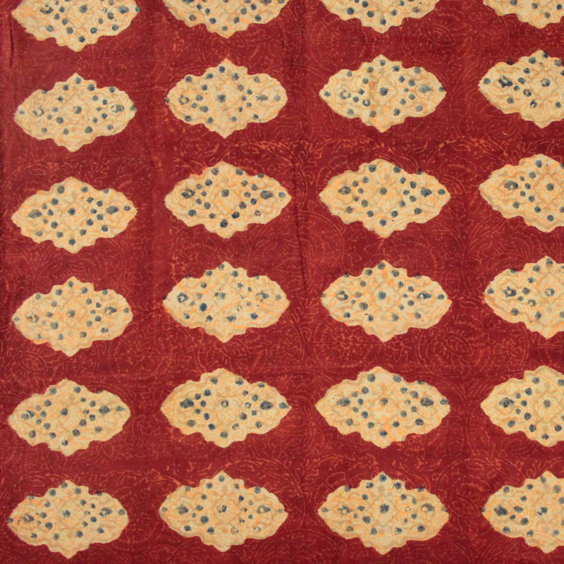 Block Print Diamond Cotton Tablecloth, Rust, 106" L x 106" W