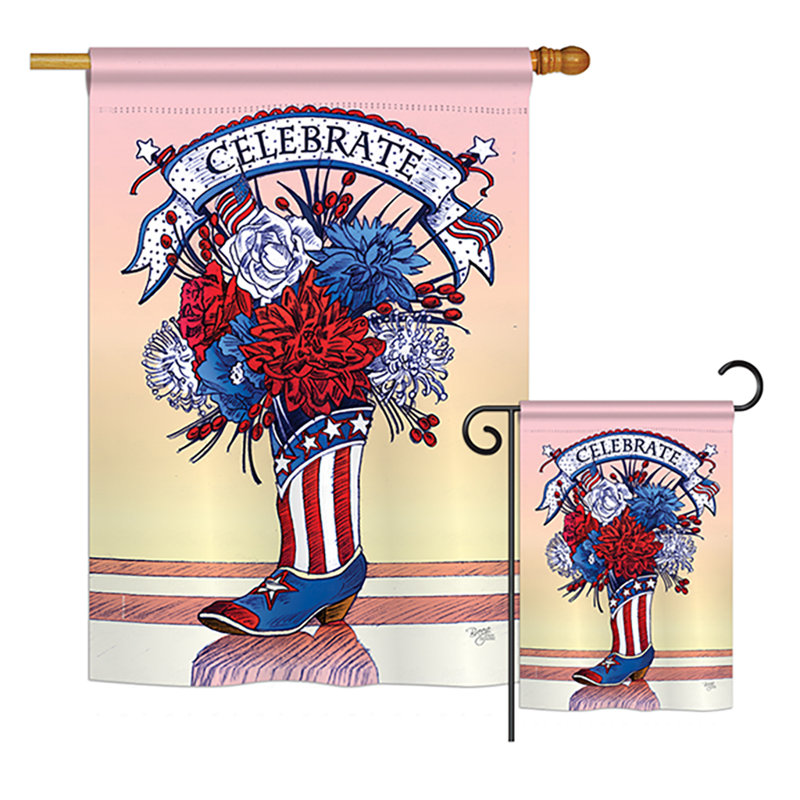 Drapeau américain de jardin / maison en polyester à 4 côtés Americana