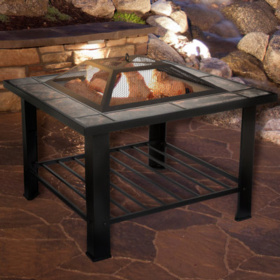 Square Steel Wood Burning Smokeless Fire Pit Table