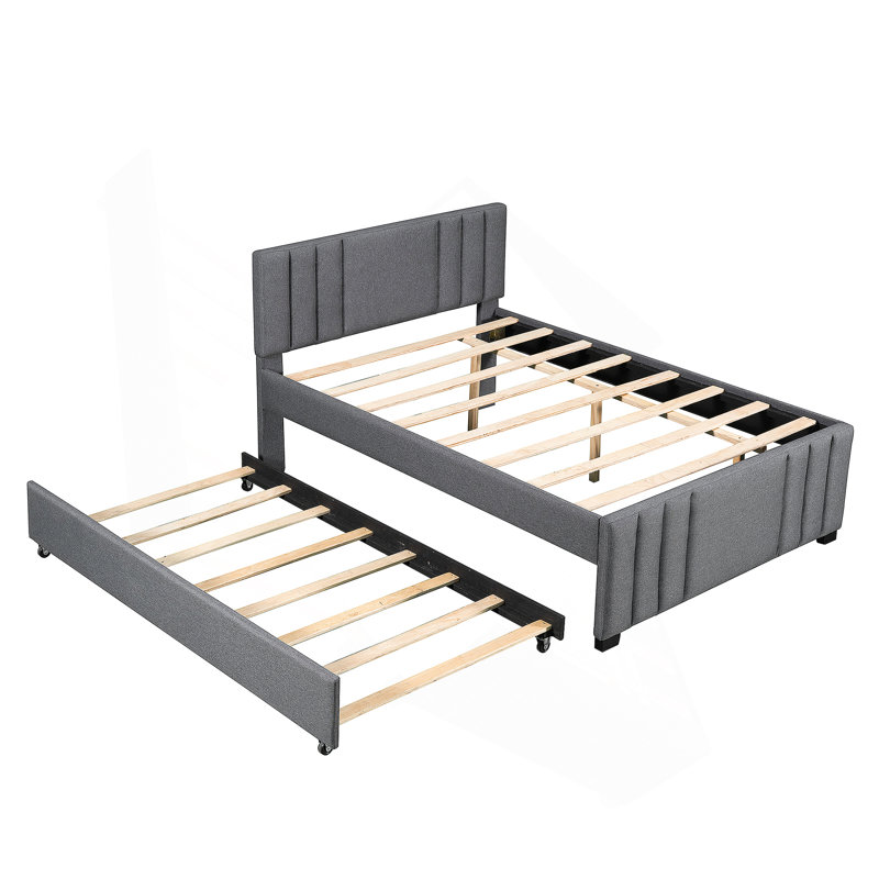 Lit plateforme tapissier avec lit gigogne