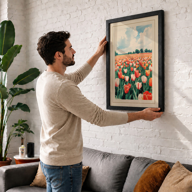 Red Tulips At Horizon Vintage - Print, Unframed, A2 - 59.4 x 42.0 cm