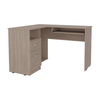 Bureau d'ordinateur en L Jexiel, chêne Bardolino