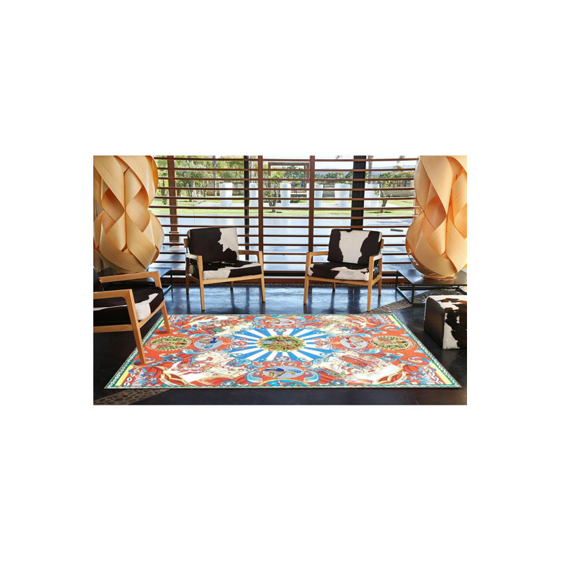 Tapis décoratif à motif floral et à motif de chevaliers orange Summer Collection