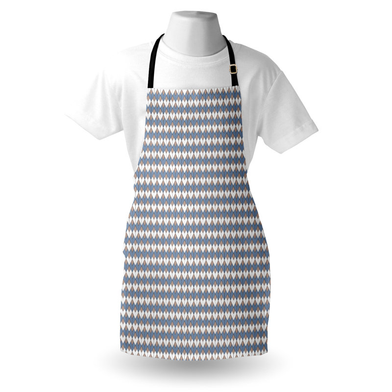 Tablier géométrique, Rose séchée, bleu ardoise