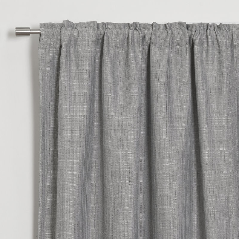 Textured Faux Linen Woven Rod Pocket And Backtab Blackout Curtains, Gray