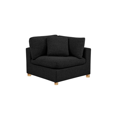 Modular Corner Chair With Throw Pillow In Teddy Boucle Fabric