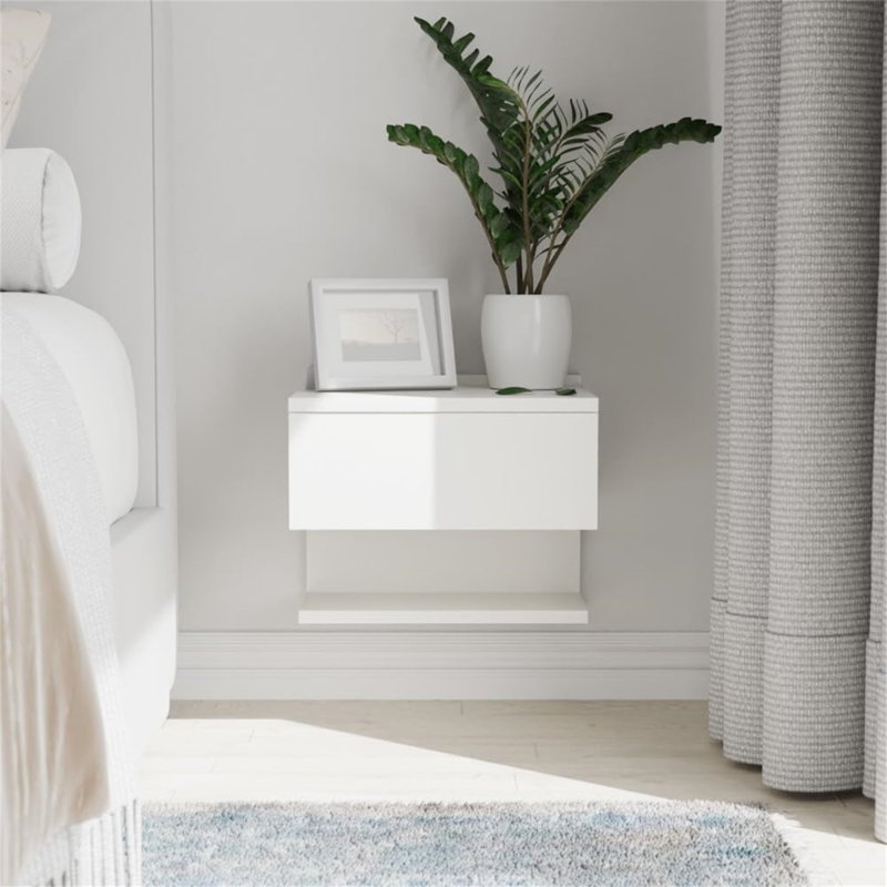 Ardilia 35 cm W Bedside Table, Highgloss sand grey