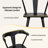 Black Solid Wood Dining Arm Chairs With Curved Back