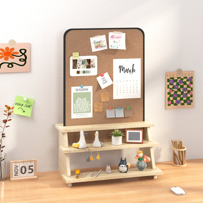 2-in-1 Desktop Organizer Multi-tier Storage Rack With Magnetic Display Shelf