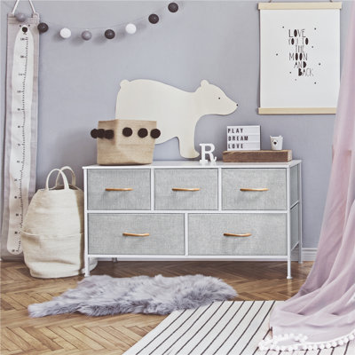 100Cm W Chest Of Drawers With 5 Fabric Drawers