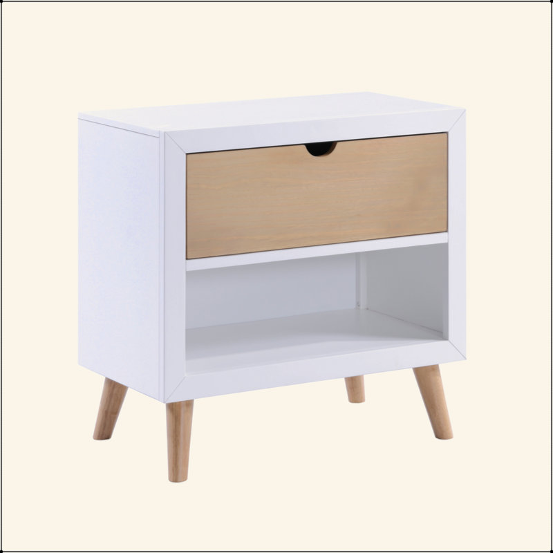 Ensemble de meubles de chambre à coucher avec tiroir et finition ouverte blanc et naturel 1pc