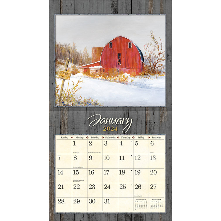 Calendrier Mural 2023 LANG Heart & Home® - 12 Images Couleur - Papier Toile Gaufré - Œillet Laiton