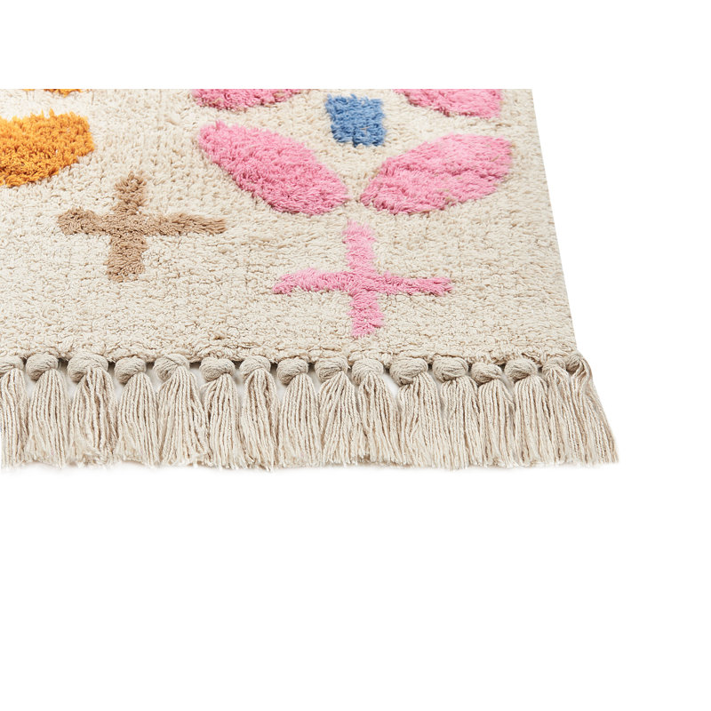 Sandown Floral Cotton Area Rug, Rectangle 160cm x 230cm