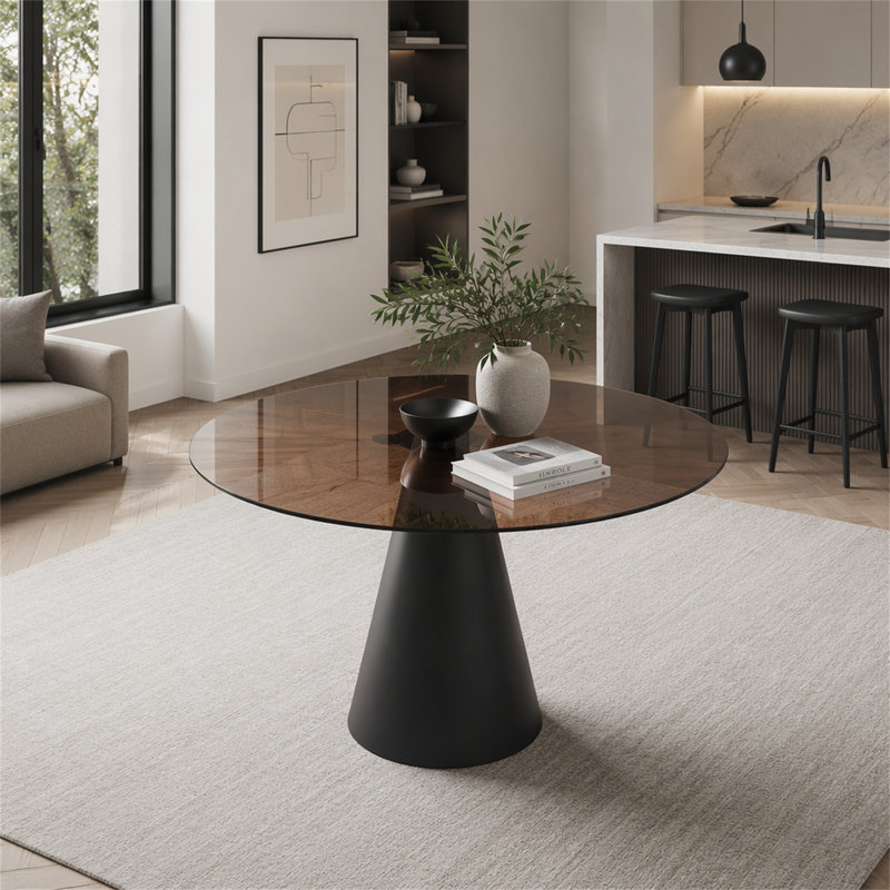 35-Inch Round Glass Dining Table