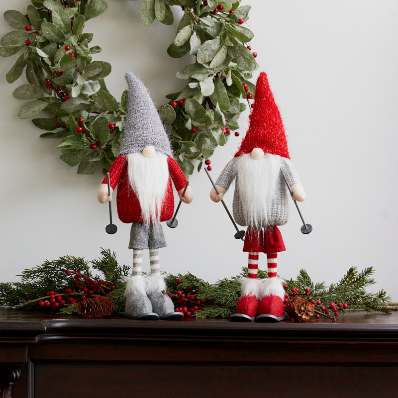 Polyester Plush 6 Piece Gnome Skier Set