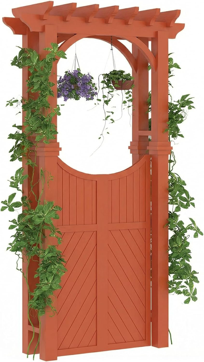 gaomon Wooden Garden Arbor with Gate and Trellis, Outdoor Arch Trellis ...