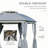 12' X 12' Round Outdoor Gazebo, Patio Dome Gazebo Canopy Shelter With Double Roof, Netting Sidewalls And Curtains, Zippered Doors, Strong Steel Frame, Grey-123307994