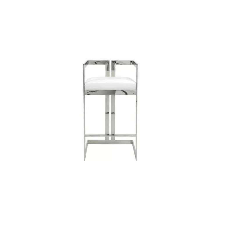 Steel Accent Stool, Chrome, White