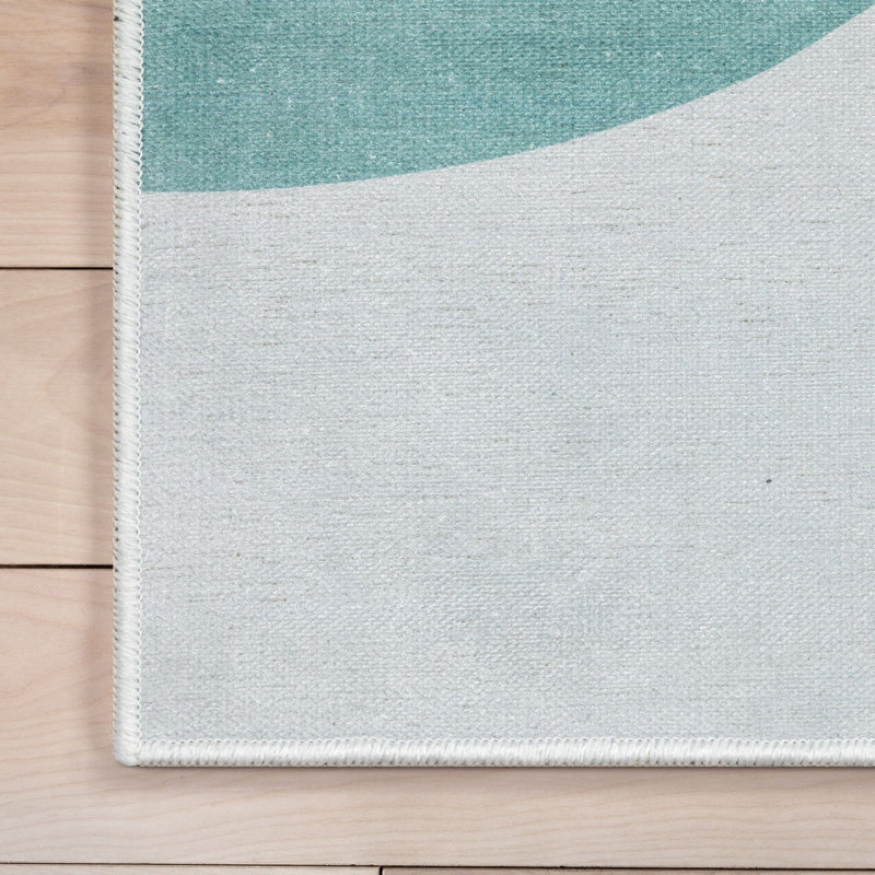 Tapis arc-en-ciel moderne Asusena, Rectangle 3 pi 3 po x 5 pi, Vert