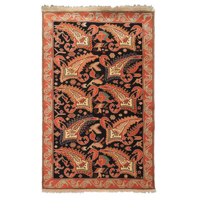 3'3''x5'4'' Hand Knotted Wool Charcoal Oushak Arts & Crafts Rug