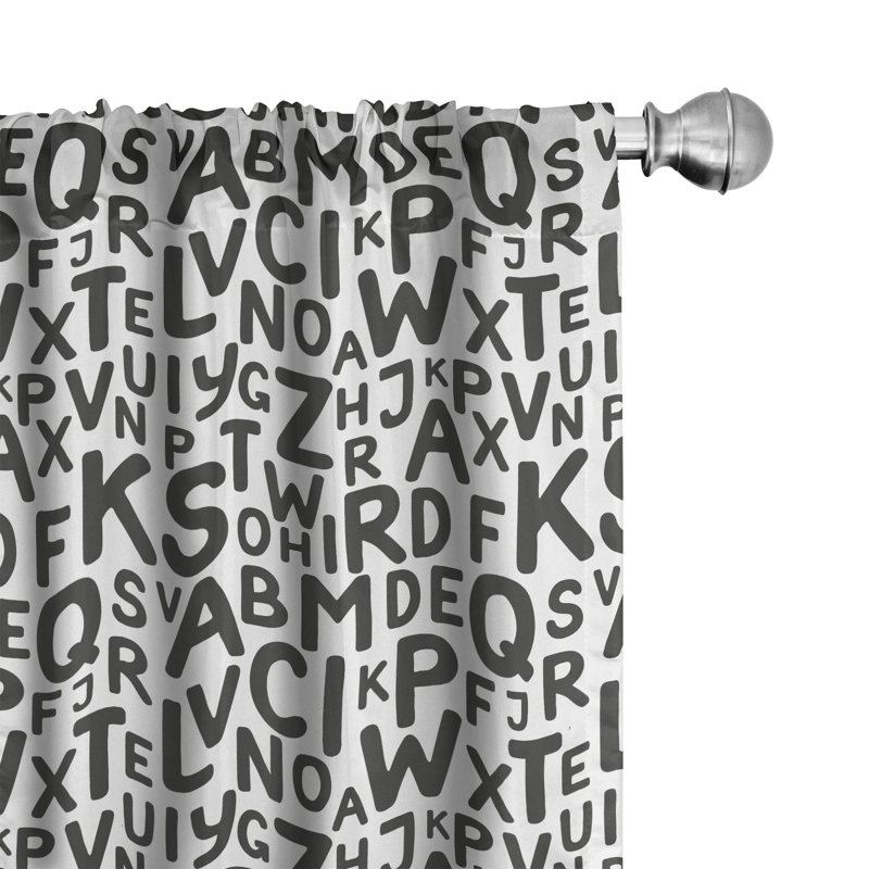 Alphabet Semi-Sheer Rod Pocket Curtain Panels, 28" x 63"