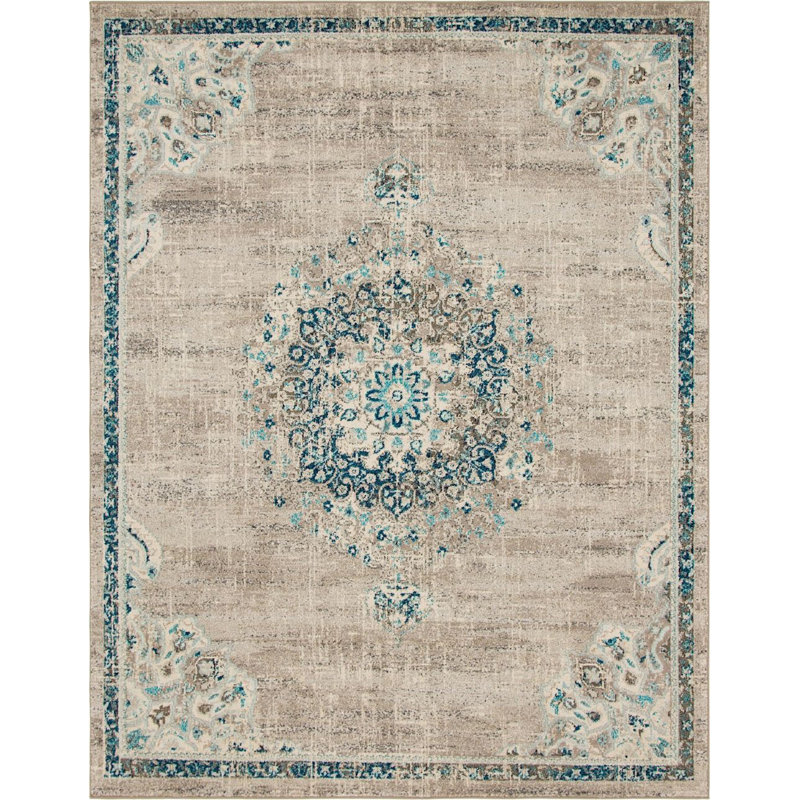 Tapis à motif oriental gris Pennylane, Rectangle 10 pi x 14 pi
