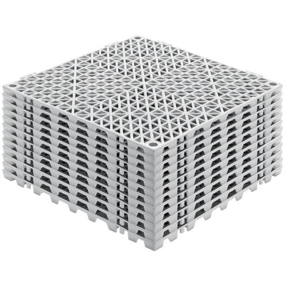 Carrelage à emboîtement gris 50PCS, carreaux de drainage 12 "x 12" épissage, carreaux de plancher à emboîtement en PVC, trous de drainage antidérapants pour les toilettes, la salle de bain, la cuisine, la piscine et les zones humides