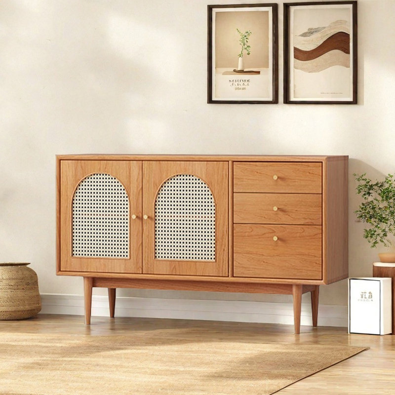 Buffet multifonctionnel en rotin, Brun sableux
