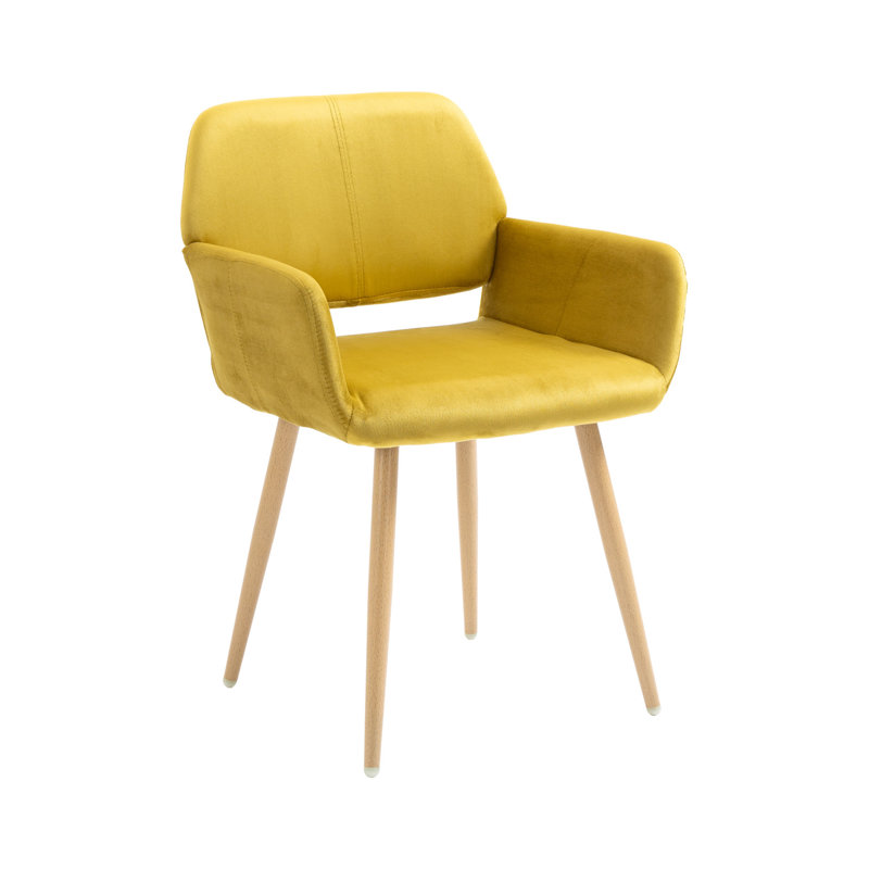 Chaise rembourrée en velours à dossier ouvert, Jaune