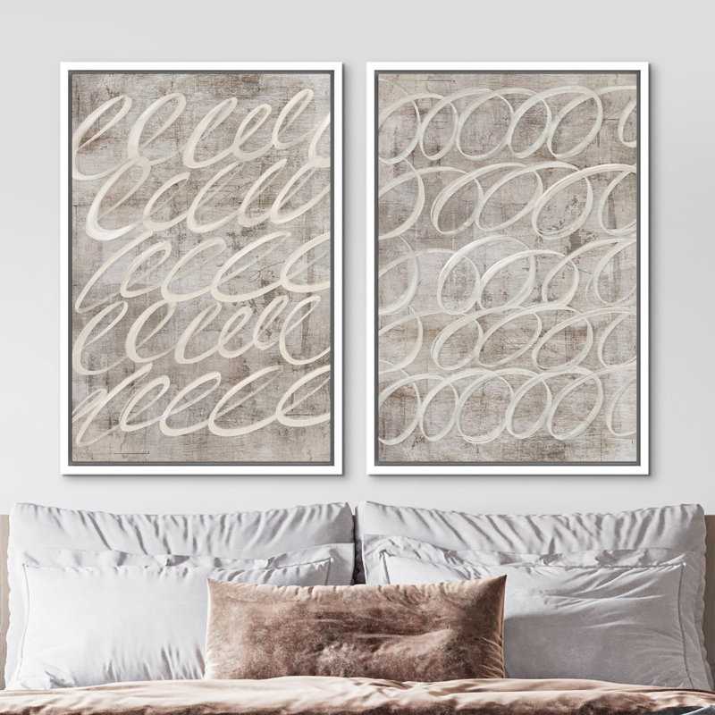Ensemble de 2 pièces rétro Mid-Century Swirl, Blanc, H 36 po x l 24 po x P 1,5 po