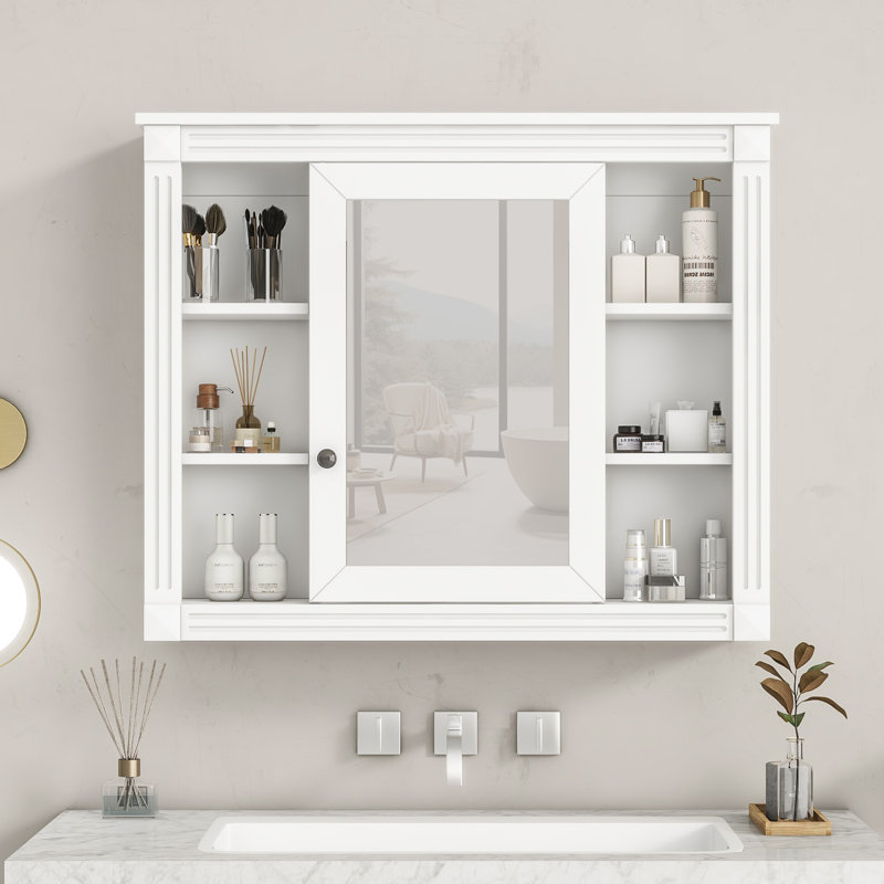 Armoire de rangement murale moderne pour salle de bain, armoire à pharmacie, Blanc