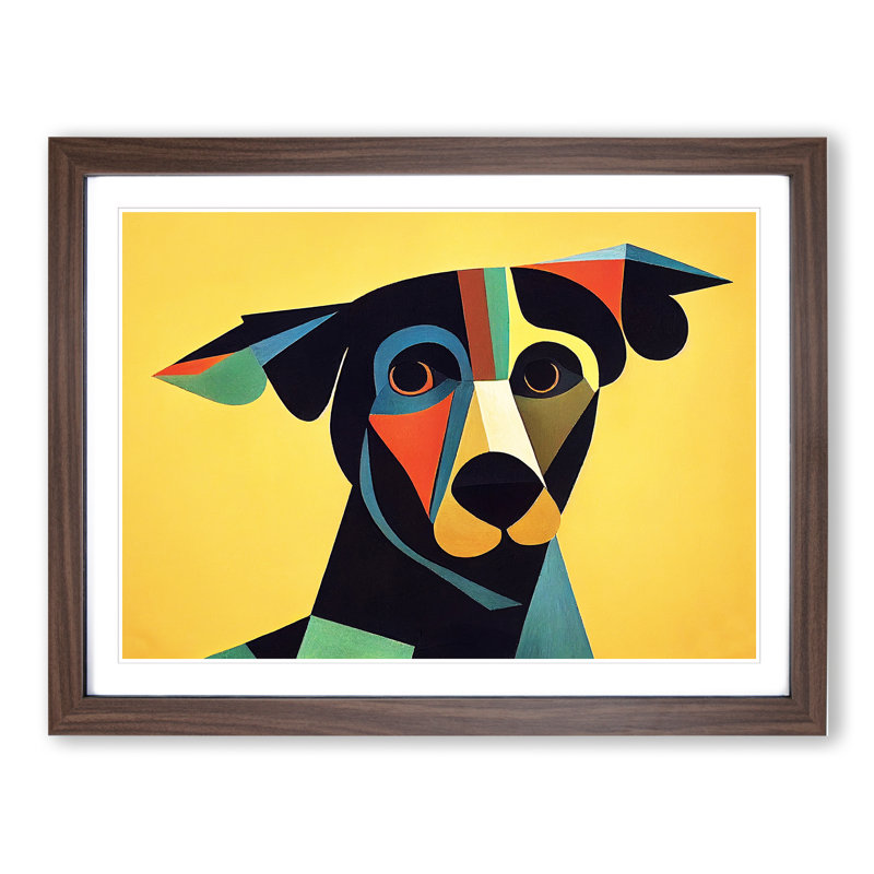 Abstract Dog Portrait Vol.3 - Framed Print, 46cm H x 64cm W x 2cm D, Walnut