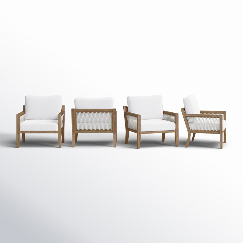 Chaise de patio avec coussins Rooney, Blanc, Brun