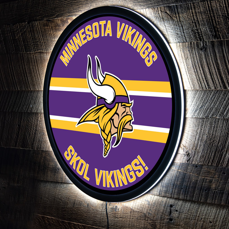NFL Lighted Round LED Wall Sign Decor, NFL Minnesota Vikings