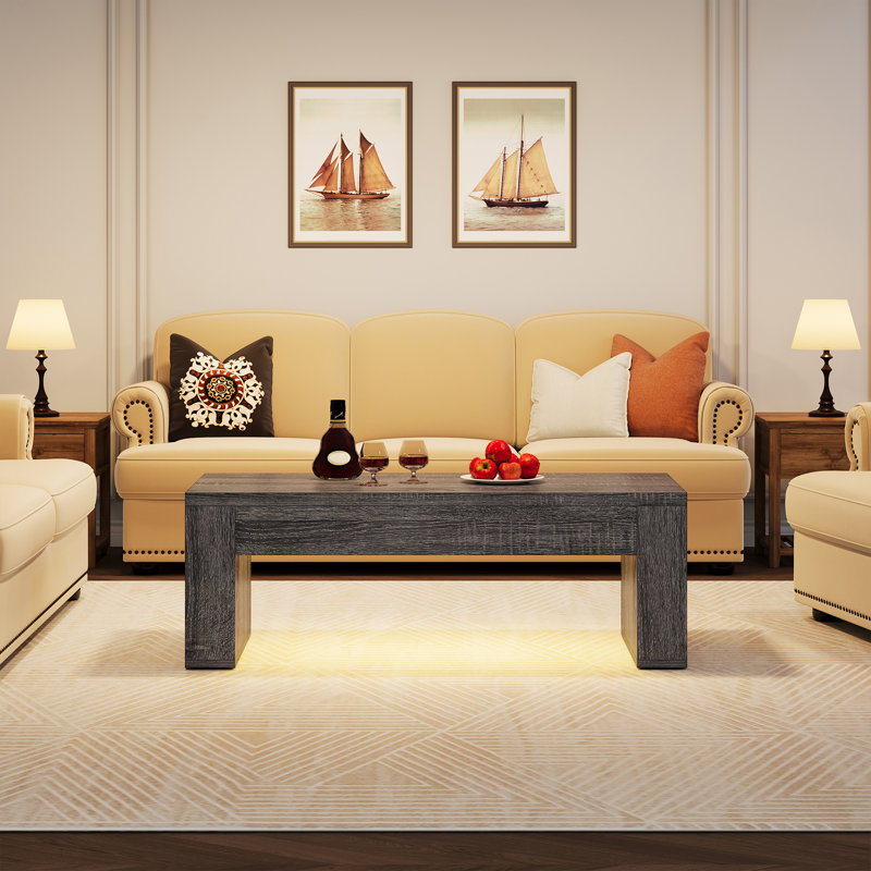 48" LED Coffee Table For Living Room, Dark Gray
