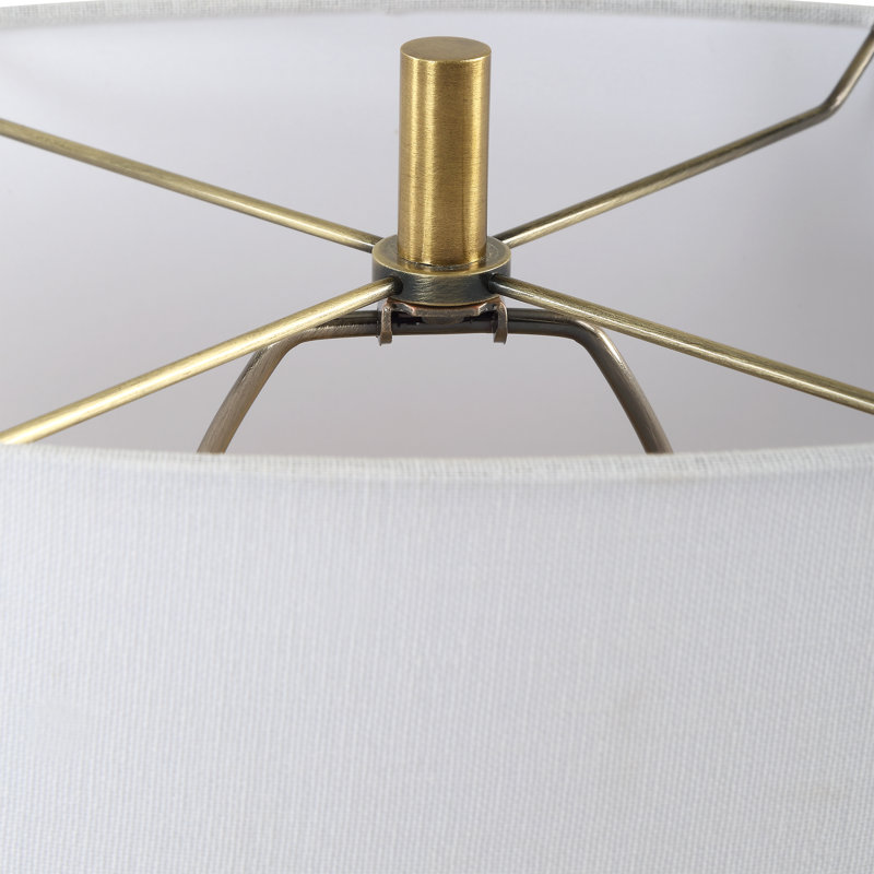 Artimisia Black Iron Table Lamp with White Linen Shade
