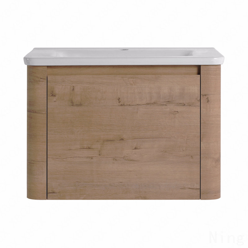 Meuble-lavabo mural avec lavabo en céramique blanche, 1 porte à fermeture douce, emballage KD, 28"