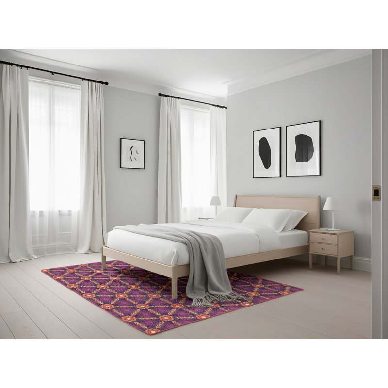 Tapis rose/rouge à motifs Edgartown, Rectangle 5 pi x 7 pi