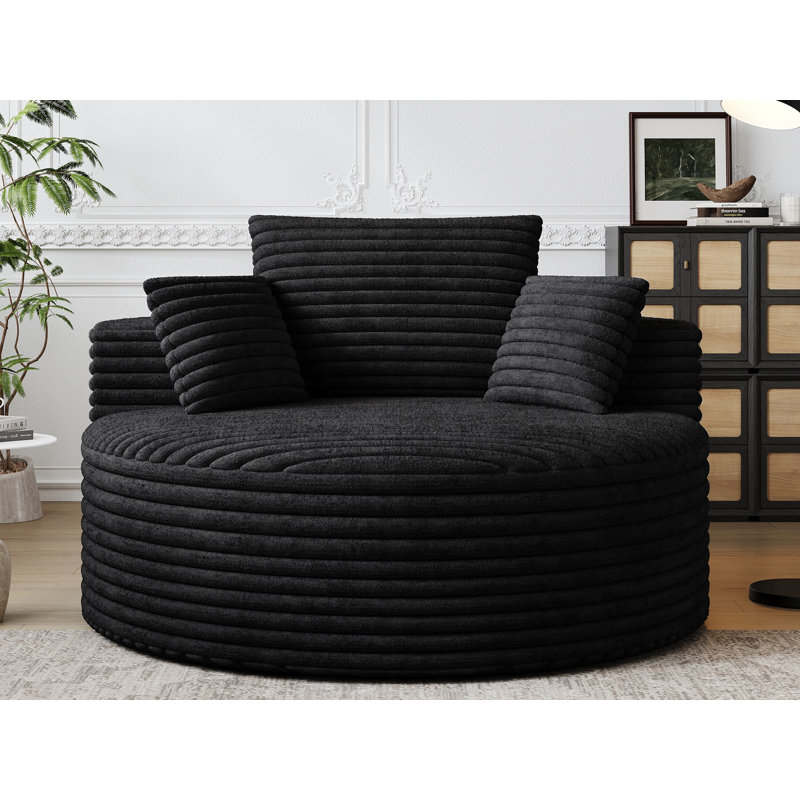 Fauteuil demi-tonneau Corduroy, Noir, noir, noir, noir