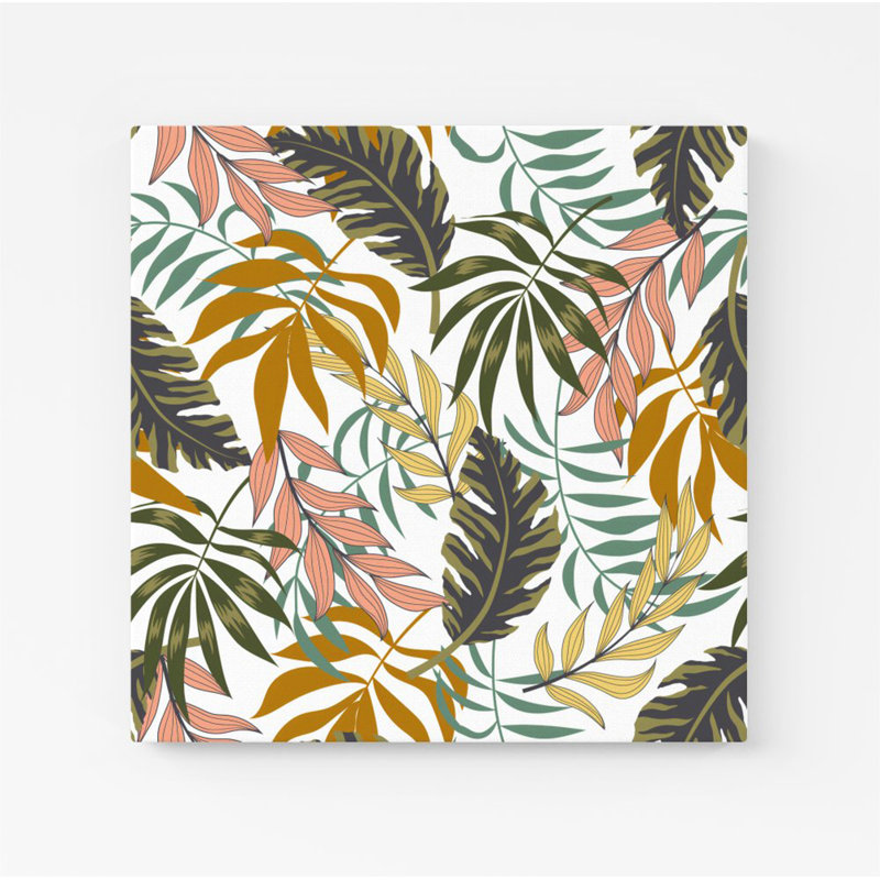 Tropical Leaves - Wrapped Canvas Print, 16cm H x 16cm W x 3.8cm D