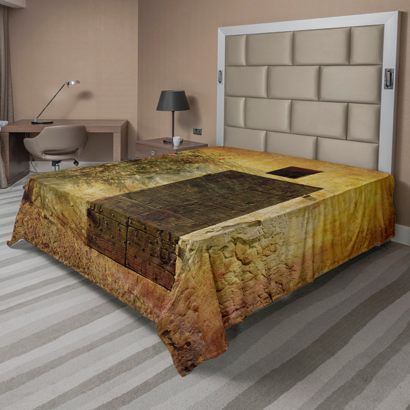 Ambesonne Rustic Top Flat Sheet Historical Italian Door King Amber Brown, California King Flat Sheet