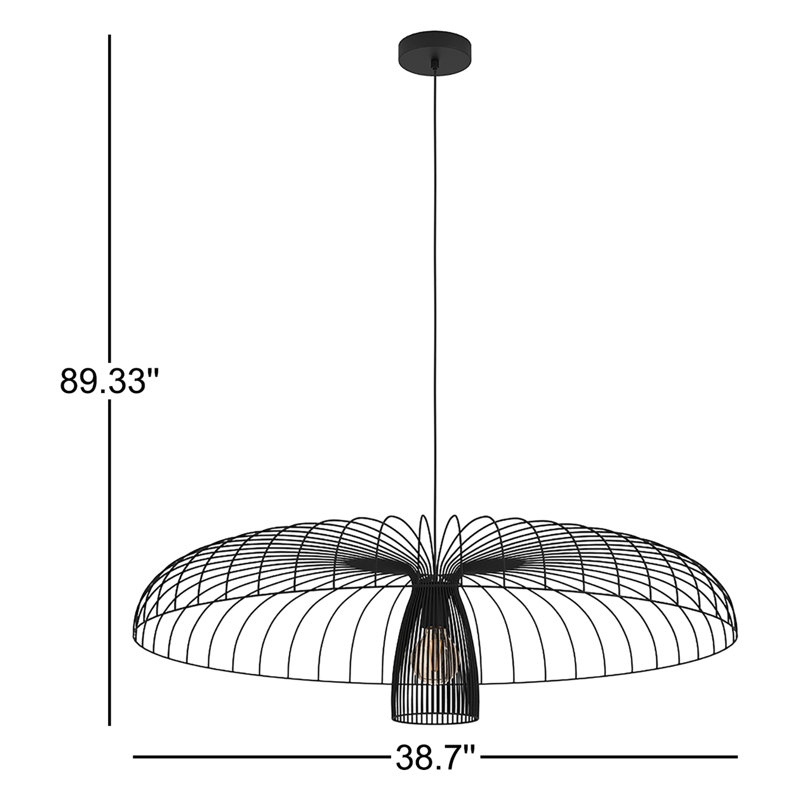 Lustre géométrique simple à 1 lumière Reza, H 10,63 po x l 38,7 po x P 38,7 po
