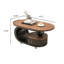Table basse ovale marron moderne et simple, mobile, avec roulettes et tiroir de rangement-978670671