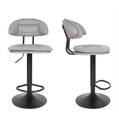 Breeaunna Swivel Upholstered Adjustable Height Counter Stool with Metal Frame