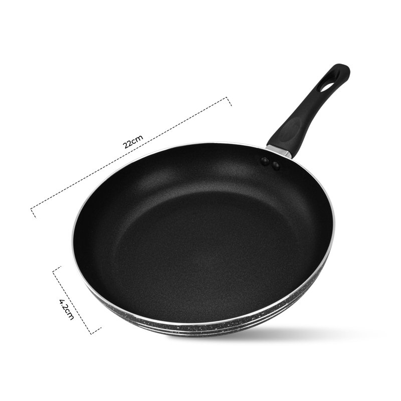 ROYALFORD Non-Stick Frying Pan | Aluminium Fry Pan for Induction Hob Skillet Pan | Saute Pan with 3-Layer PFOA-Free Coating for Healthy & Less Oil Cooking, Cool Touch Bakelite Handle | Black