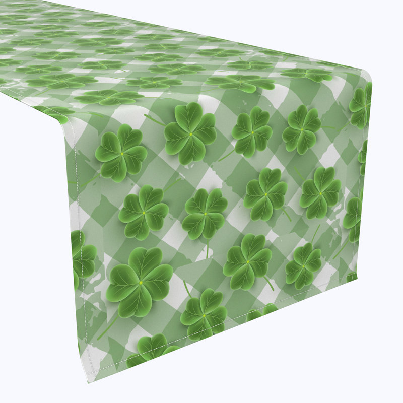 Grassy 3D Shamrock Table Runner, 72" L x 12" W